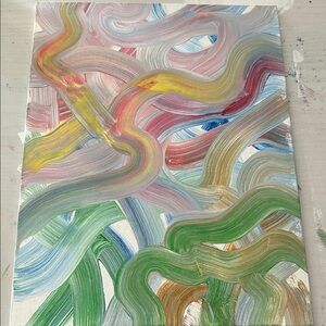 Abstract Multi-Color Brushstroke Canvas Print - Green, Pink, Yellow